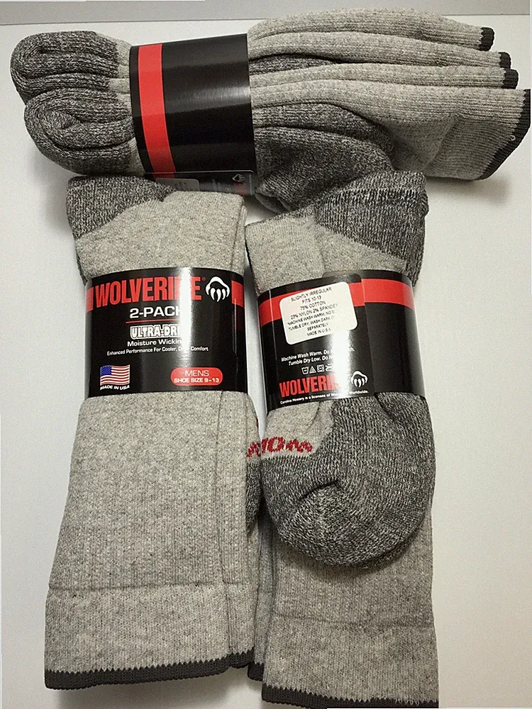 Wolverine All-Season Cotton Work Boot Socks, UltraDri, 12 pair, FREE SHIPPING!